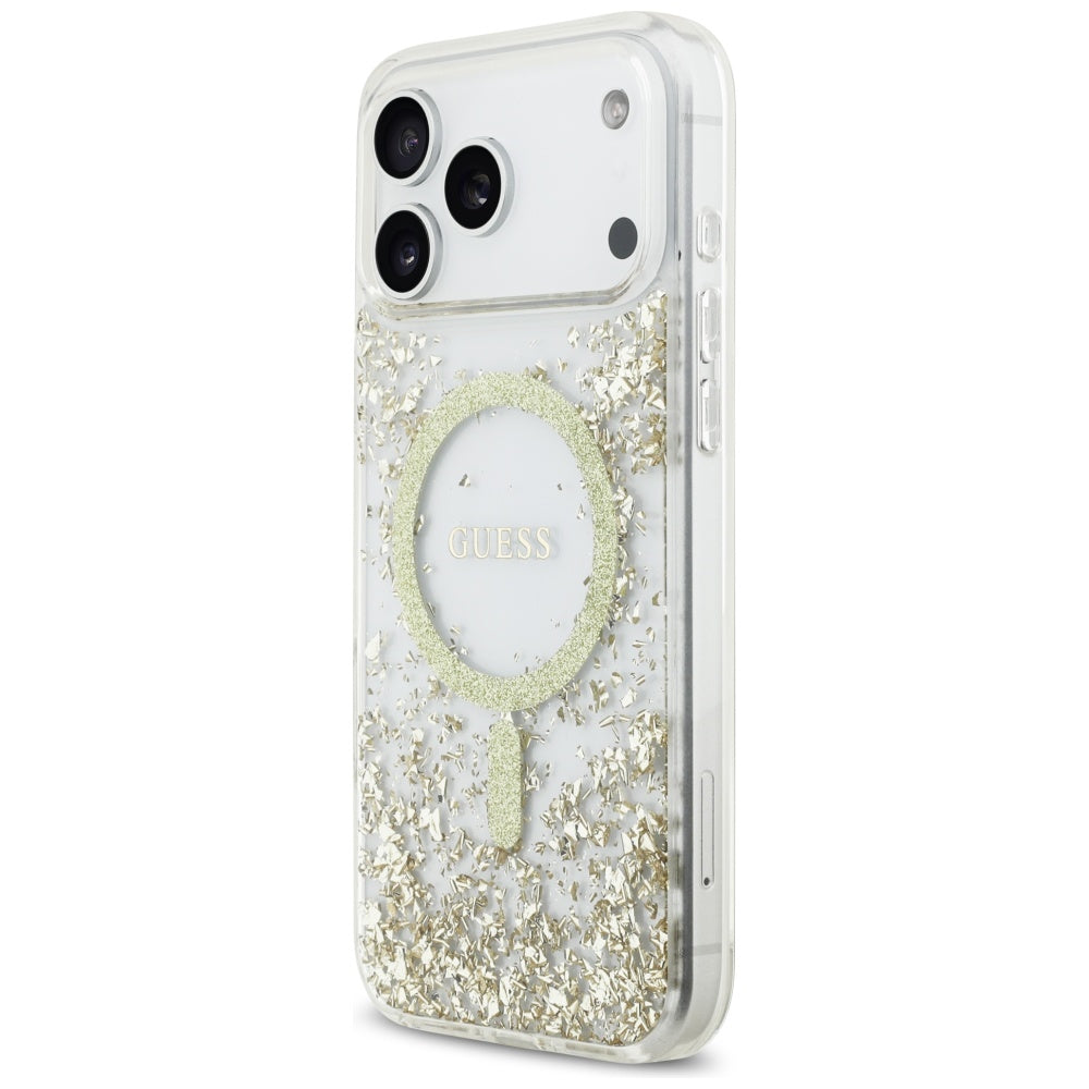 Θήκη MagSafe για Apple iPhone 17 Pro Max, Guess, Resin Bottom Glitter, Χρυσή