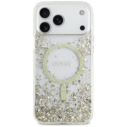 Θήκη MagSafe για Apple iPhone 17 Pro Max, Guess, Resin Bottom Glitter, Χρυσή