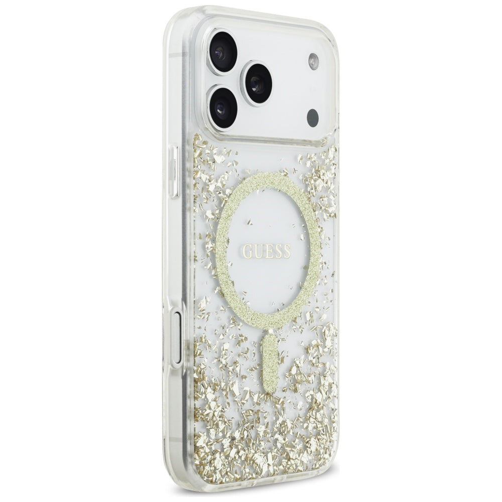 Θήκη MagSafe για Apple iPhone 17 Pro Max, Guess, Resin Bottom Glitter, Χρυσή