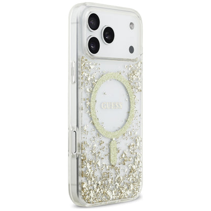 Θήκη MagSafe για Apple iPhone 17 Pro Max, Guess, Resin Bottom Glitter, Χρυσή