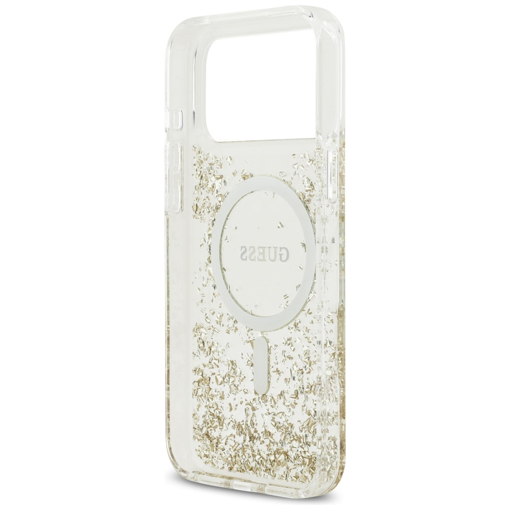 Θήκη MagSafe για Apple iPhone 17 Pro Max, Guess, Resin Bottom Glitter, Χρυσή
