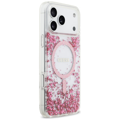 Θήκη MagSafe για Apple iPhone 17 Pro Max, Guess, Resin Bottom Glitter, Ροζ