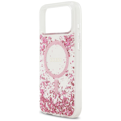 Θήκη MagSafe για Apple iPhone 17 Pro Max, Guess, Resin Bottom Glitter, Ροζ