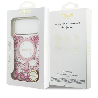 Θήκη MagSafe για Apple iPhone 17 Pro Max, Guess, Resin Bottom Glitter, Ροζ