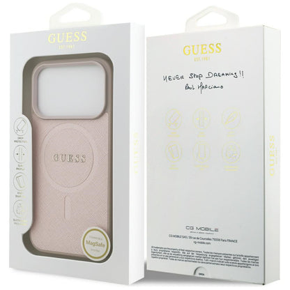 Θήκη MagSafe για Apple iPhone 17 Pro Max, Guess, Saffiano Classic Logo, Ροζ