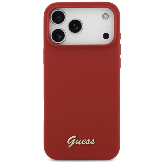 Θήκη MagSafe για Apple iPhone 17 Pro Max, Guess, Script Metal Logo, Ροζ