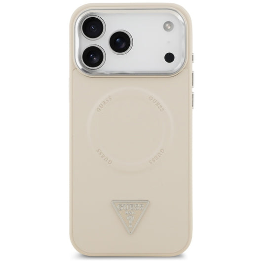 Θήκη MagSafe για Apple iPhone 17 Pro Max, Guess, Triangle Logo, Μπεζ Ασημί