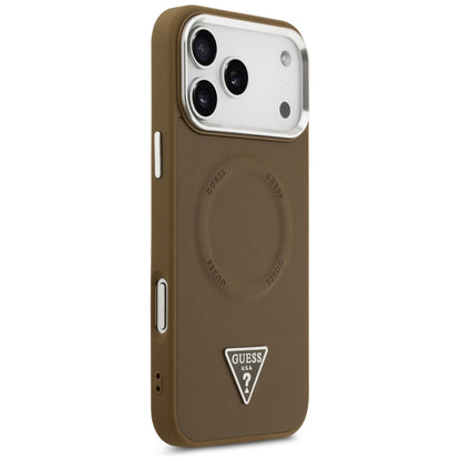 MagSafe Case for Apple iPhone 17 Pro Max, Guess, Triangle Logo, Silver Brown