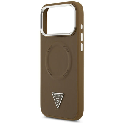 MagSafe Case for Apple iPhone 17 Pro Max, Guess, Triangle Logo, Silver Brown