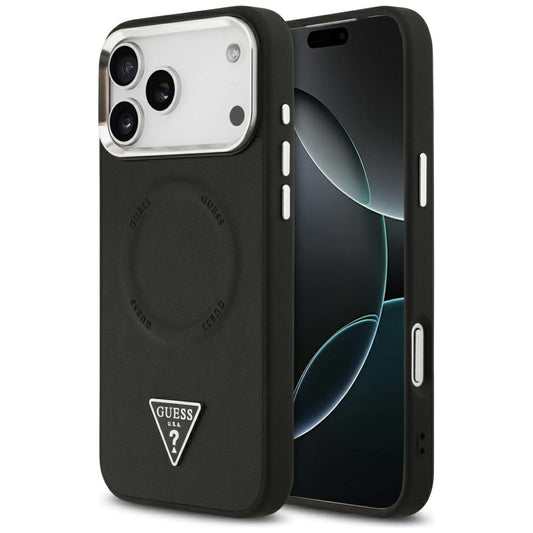 MagSafe Case for Apple iPhone 17 Pro Max, Guess, Triangle Logo, Black Silver