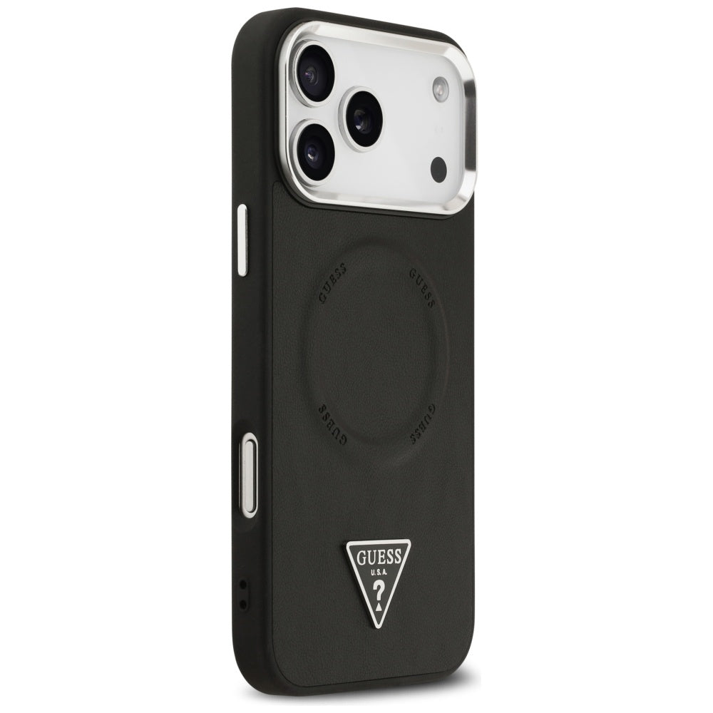 MagSafe Case for Apple iPhone 17 Pro Max, Guess, Triangle Logo, Black Silver