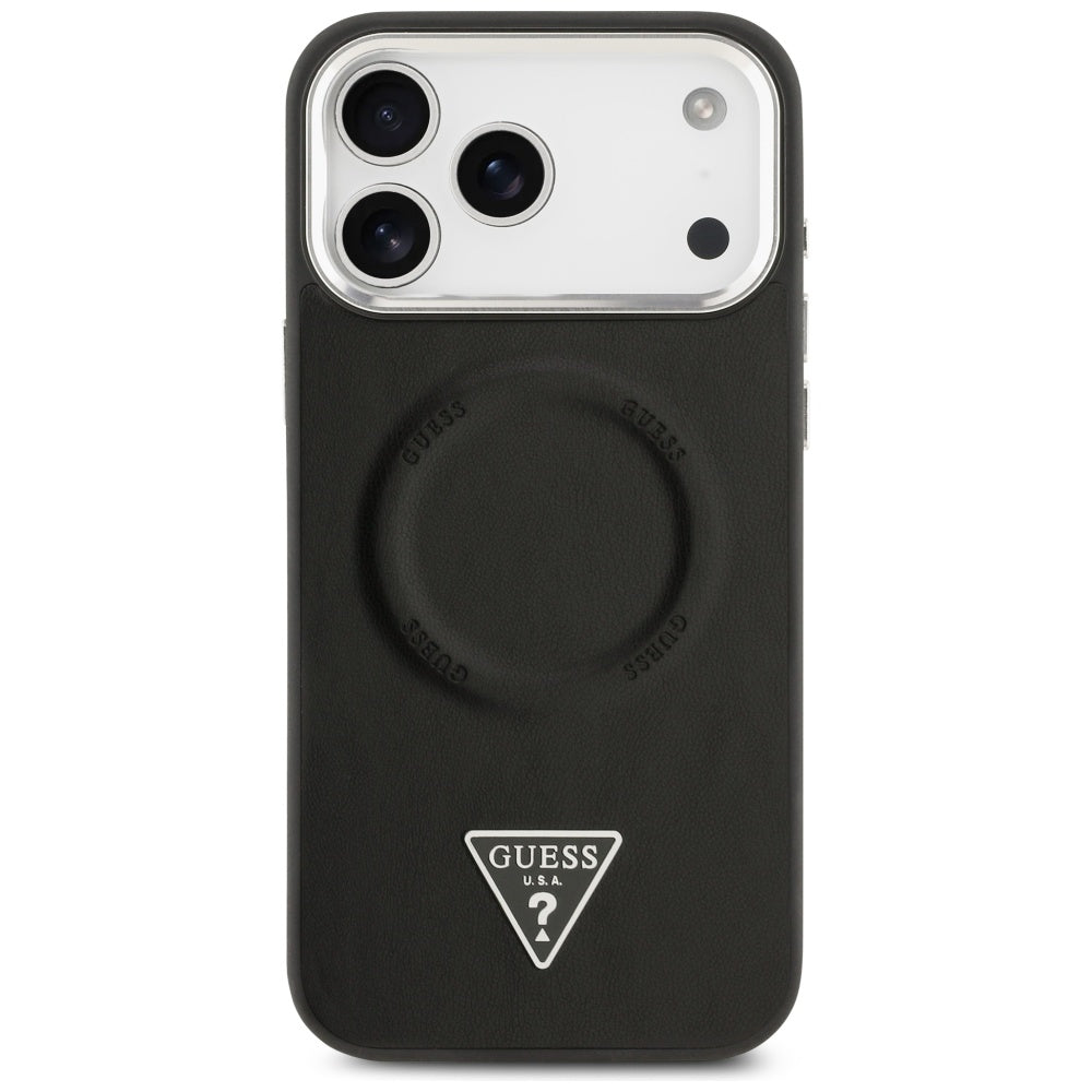 MagSafe Case for Apple iPhone 17 Pro Max, Guess, Triangle Logo, Black Silver