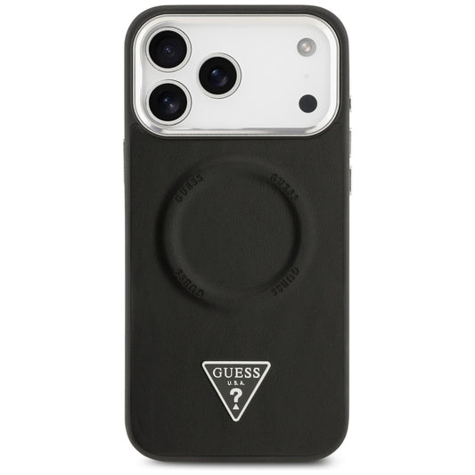 MagSafe Case for Apple iPhone 17 Pro Max, Guess, Triangle Logo, Black Silver