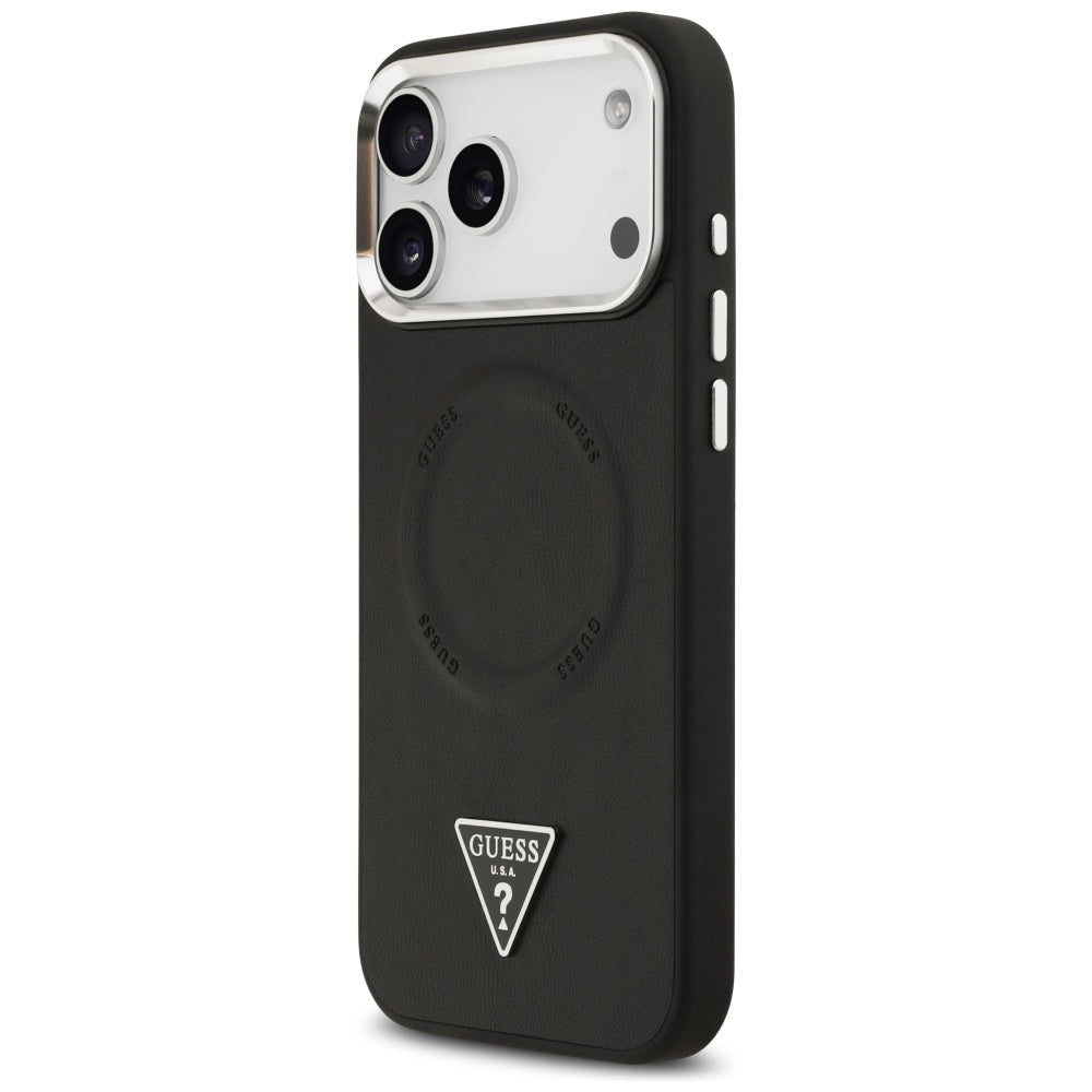 MagSafe Case for Apple iPhone 17 Pro Max, Guess, Triangle Logo, Black Silver