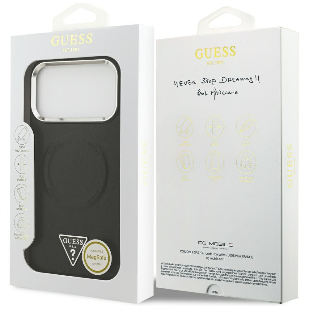 MagSafe Case for Apple iPhone 17 Pro Max, Guess, Triangle Logo, Black Silver