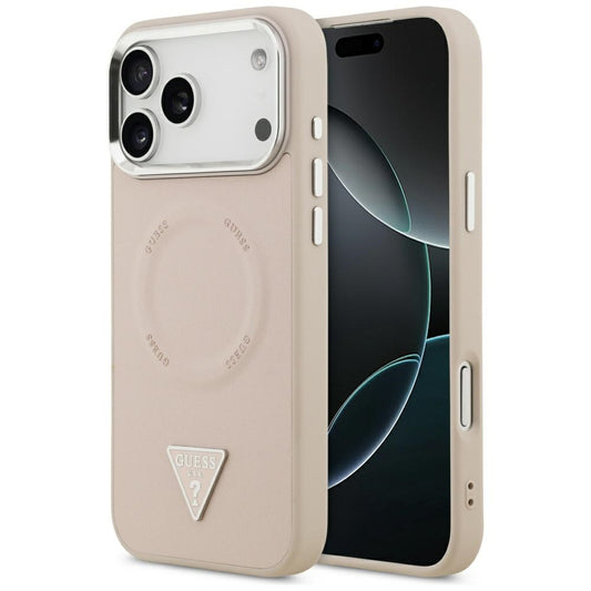 MagSafe Case for Apple iPhone 17 Pro Max, Guess, Triangle Logo, Silver Pink