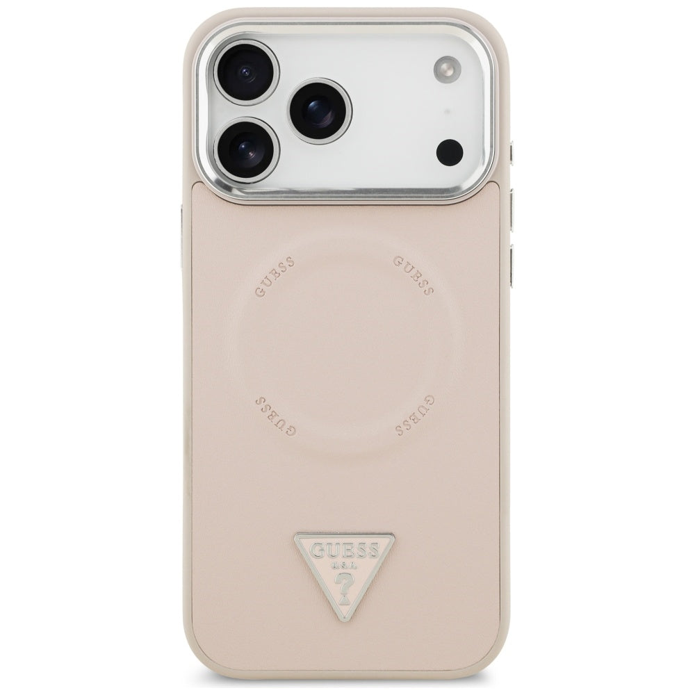 MagSafe Case for Apple iPhone 17 Pro Max, Guess, Triangle Logo, Silver Pink