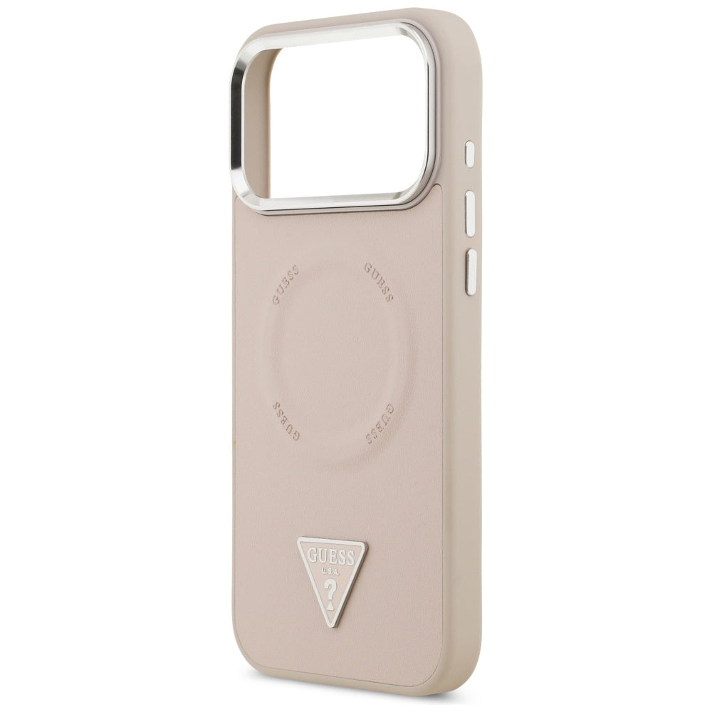 MagSafe Case for Apple iPhone 17 Pro Max, Guess, Triangle Logo, Silver Pink