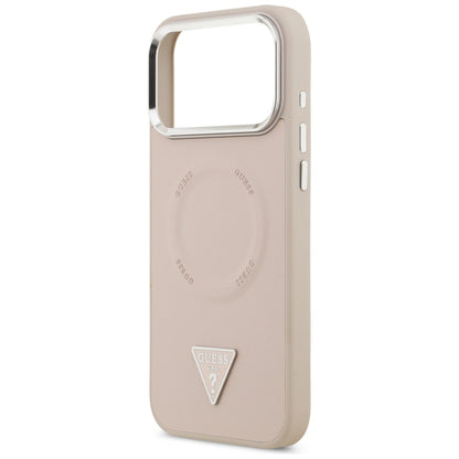 MagSafe Case for Apple iPhone 17 Pro Max, Guess, Triangle Logo, Silver Pink