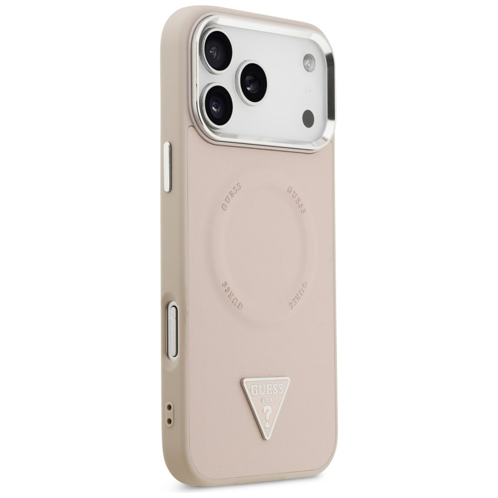 MagSafe Case for Apple iPhone 17 Pro Max, Guess, Triangle Logo, Silver Pink