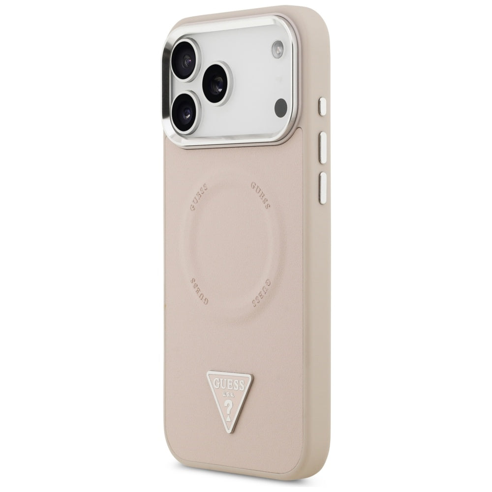 MagSafe Case for Apple iPhone 17 Pro Max, Guess, Triangle Logo, Silver Pink