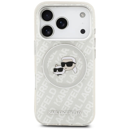 MagSafe Case for Apple iPhone 17 Pro Max, Karl Lagerfeld, Glitter Karl & Choupette Head, White