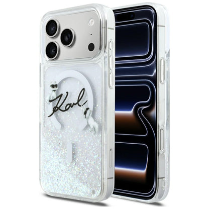 MagSafe Case for Apple iPhone 17 Pro Max, Karl Lagerfeld, Glitter Karl Script Logo, Transparent