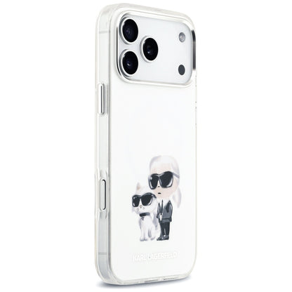 Θήκη MagSafe για Apple iPhone 17 Pro Max, Karl Lagerfeld, IML Aquarelle Logo Karl & Choupette, Λευκή.