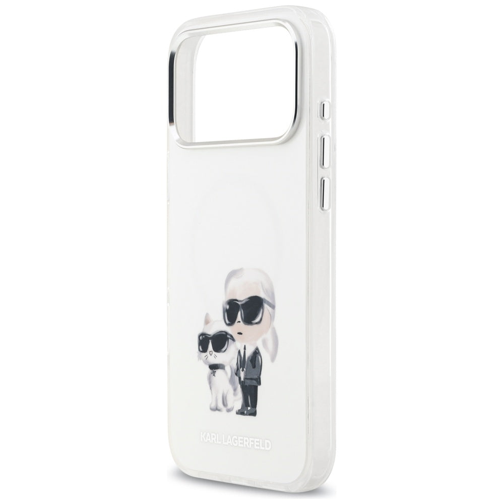 Θήκη MagSafe για Apple iPhone 17 Pro Max, Karl Lagerfeld, IML Aquarelle Logo Karl & Choupette, Λευκή.