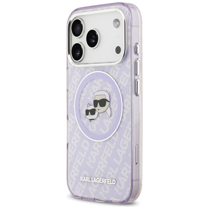 Θήκη MagSafe για Apple iPhone 17 Pro Max, Karl Lagerfeld, IML Glitter Karl & Choupette`s Heads, Μοβ