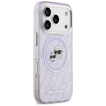 Θήκη MagSafe για Apple iPhone 17 Pro Max, Karl Lagerfeld, IML Glitter Karl & Choupette`s Heads, Μοβ