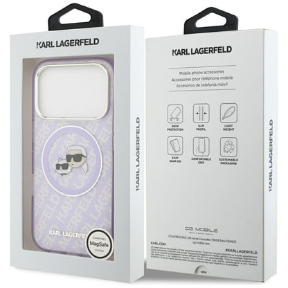 Θήκη MagSafe για Apple iPhone 17 Pro Max, Karl Lagerfeld, IML Glitter Karl & Choupette`s Heads, Μοβ