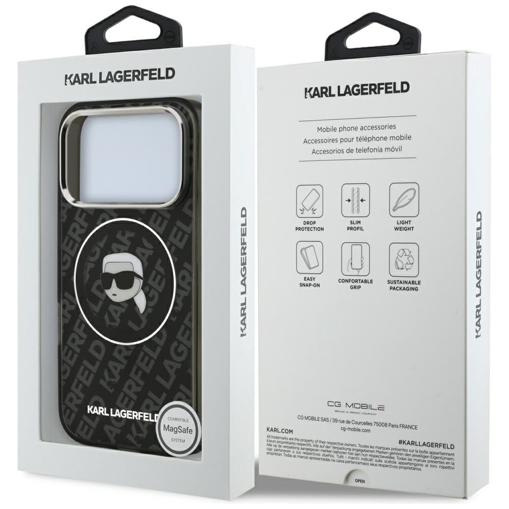 Θήκη MagSafe για Apple iPhone 17 Pro Max, Karl Lagerfeld, IML Karl`s Head, Μαύρη