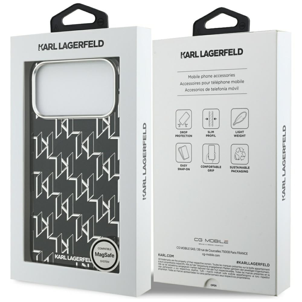 Θήκη MagSafe για Apple iPhone 17 Pro Max, Karl Lagerfeld, IML KL Monogram, Μαύρη