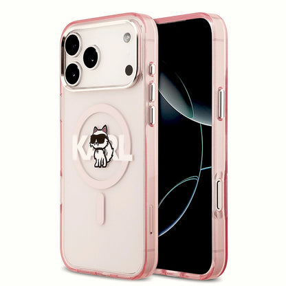 Θήκη MagSafe για Apple iPhone 17 Pro Max, Karl Lagerfeld, IML Sketch Logo Choupette, Ροζ