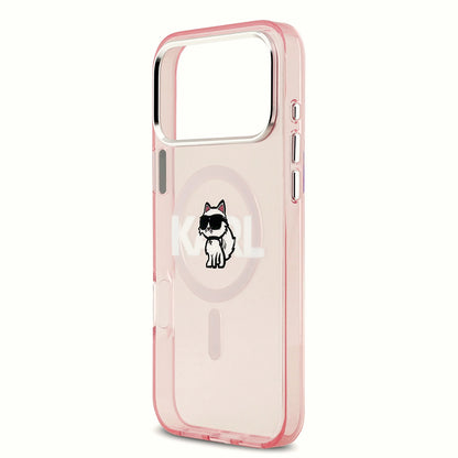 Θήκη MagSafe για Apple iPhone 17 Pro Max, Karl Lagerfeld, IML Sketch Logo Choupette, Ροζ