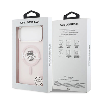 Θήκη MagSafe για Apple iPhone 17 Pro Max, Karl Lagerfeld, IML Sketch Logo Choupette, Ροζ