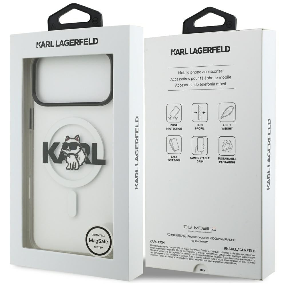 Θήκη MagSafe για Apple iPhone 17 Pro Max, Karl Lagerfeld, IML Sketch Logo Choupette, Διάφανη