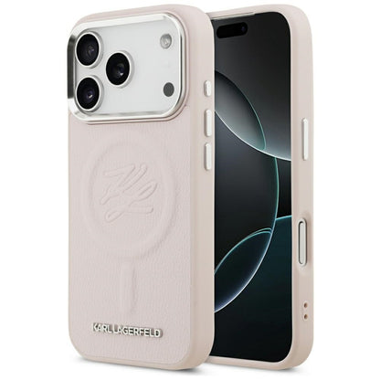 Θήκη MagSafe για Apple iPhone 17 Pro Max, Karl Lagerfeld, Initial & Metal Logo, Ροζ