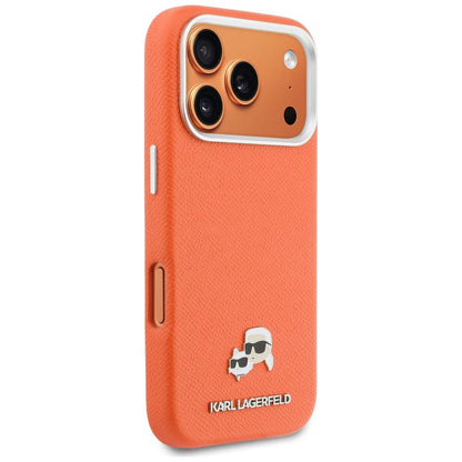 MagSafe Case for Apple iPhone 17 Pro Max, Karl Lagerfeld, Karl & Choupette Head's Pin, Orange