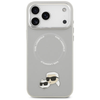 Husa MagSafe pentru Apple iPhone 17 Pro Max, Karl Lagerfeld, Karl & Choupette Pins, Gri