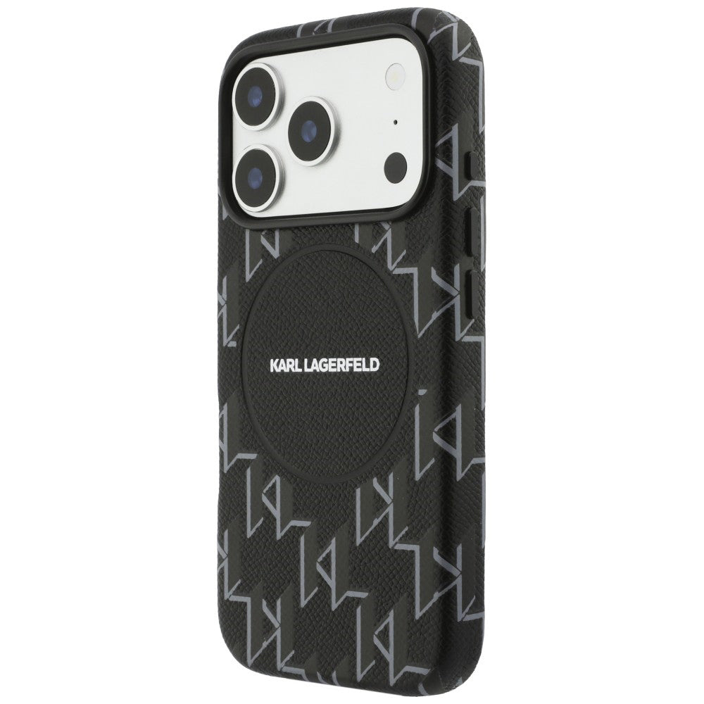 Θήκη MagSafe για Apple iPhone 17 Pro Max, Karl Lagerfeld, KL Monogram Logo, Μαύρη