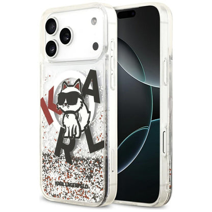 Θήκη MagSafe για Apple iPhone 17 Pro Max, Karl Lagerfeld, Liquid Glitter Logo Choupette, Διαφανής