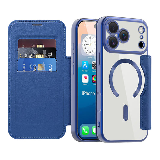 Θήκη MagSafe για Apple iPhone 17 Pro Max, Techsuit, SmartMag Book, Μπλε