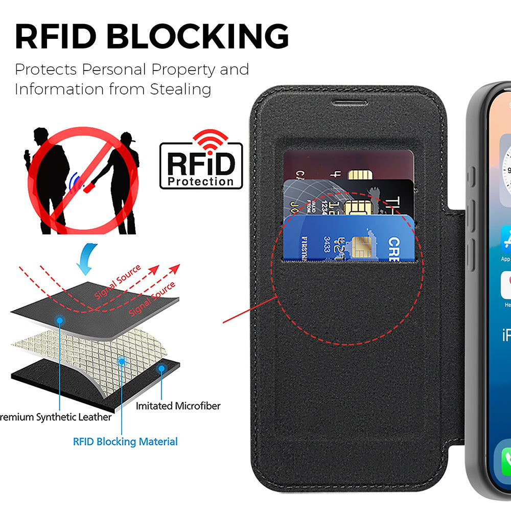 Θήκη MagSafe για Apple iPhone 17 Pro Max, Techsuit, SmartMag Book, Γκρι