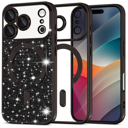 MagSafe Case for Apple iPhone 17 Pro, Techsuit, Luxury Glitter, Black
