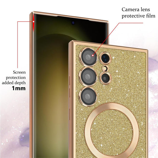 MagSafe Case for Apple iPhone 17 Pro, Techsuit, Luxury Glitter, Light Green