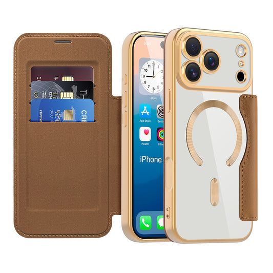 Θήκη MagSafe για Apple iPhone 17 Pro, Techsuit, SmartMag Book, Καφέ