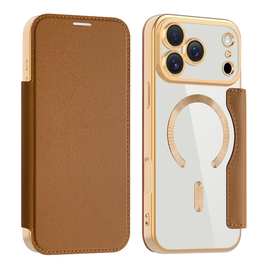 Θήκη MagSafe για Apple iPhone 17 Pro, Techsuit, SmartMag Book, Καφέ