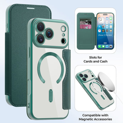 Θήκη MagSafe για Apple iPhone 17 Pro, Techsuit, SmartMag Book, Πράσινο